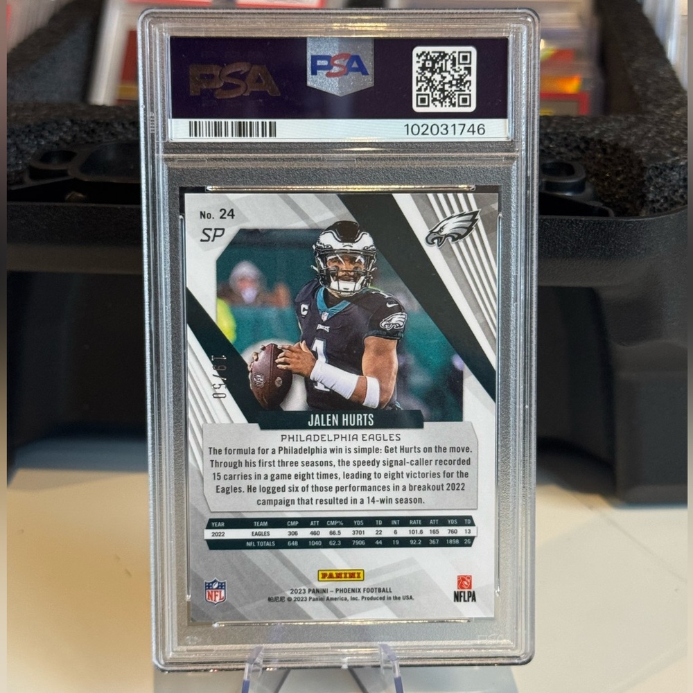 🔥 2023 Jalen Hurts /50 Panini Phoenix SP Fire and Ice seismic. PSA 9 EAGLES 🔥 - Picture 3 of 3